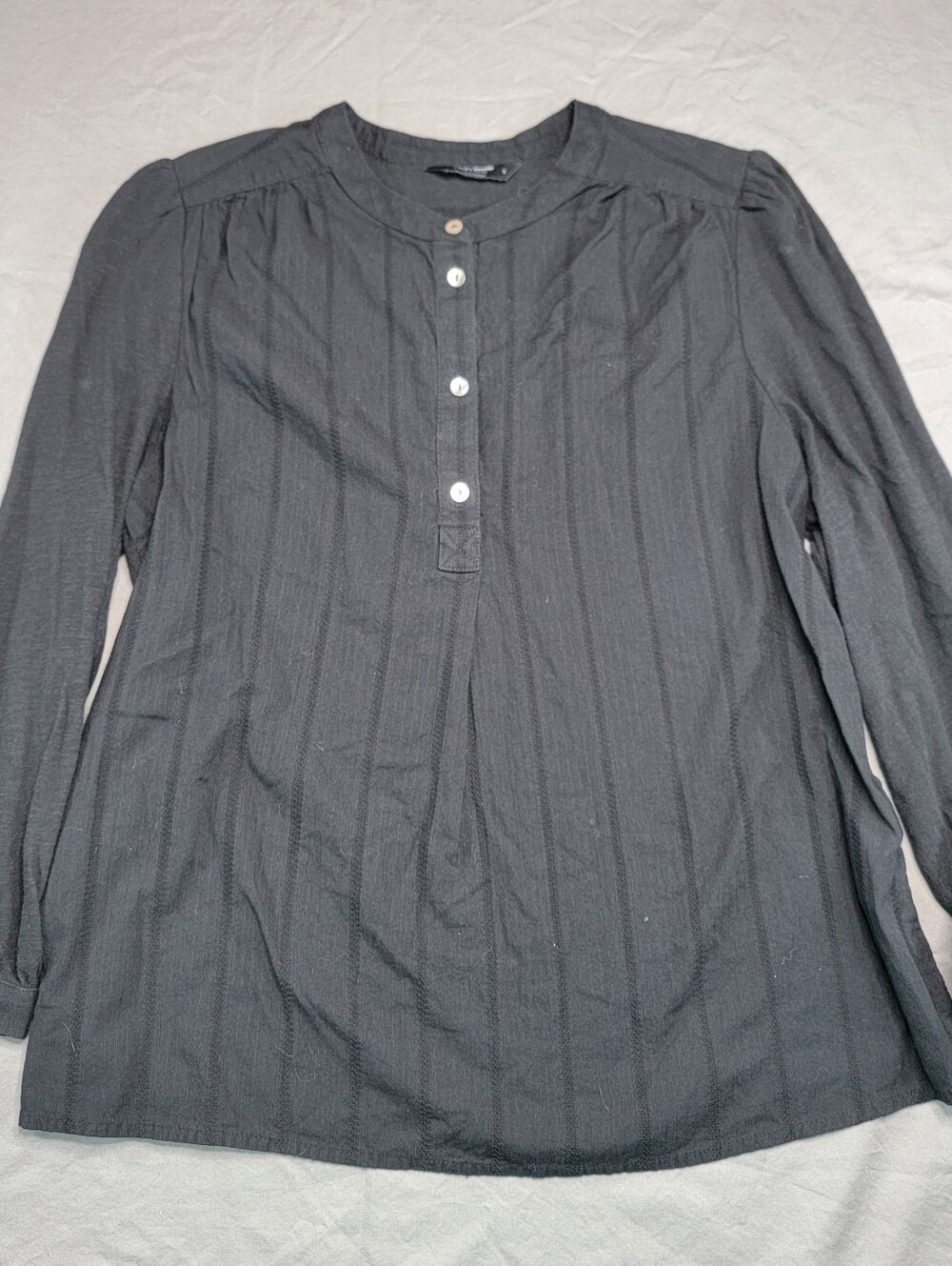 Lucky Brand Black Long-Sleeve Button-Front Casual Shirt, Size Small